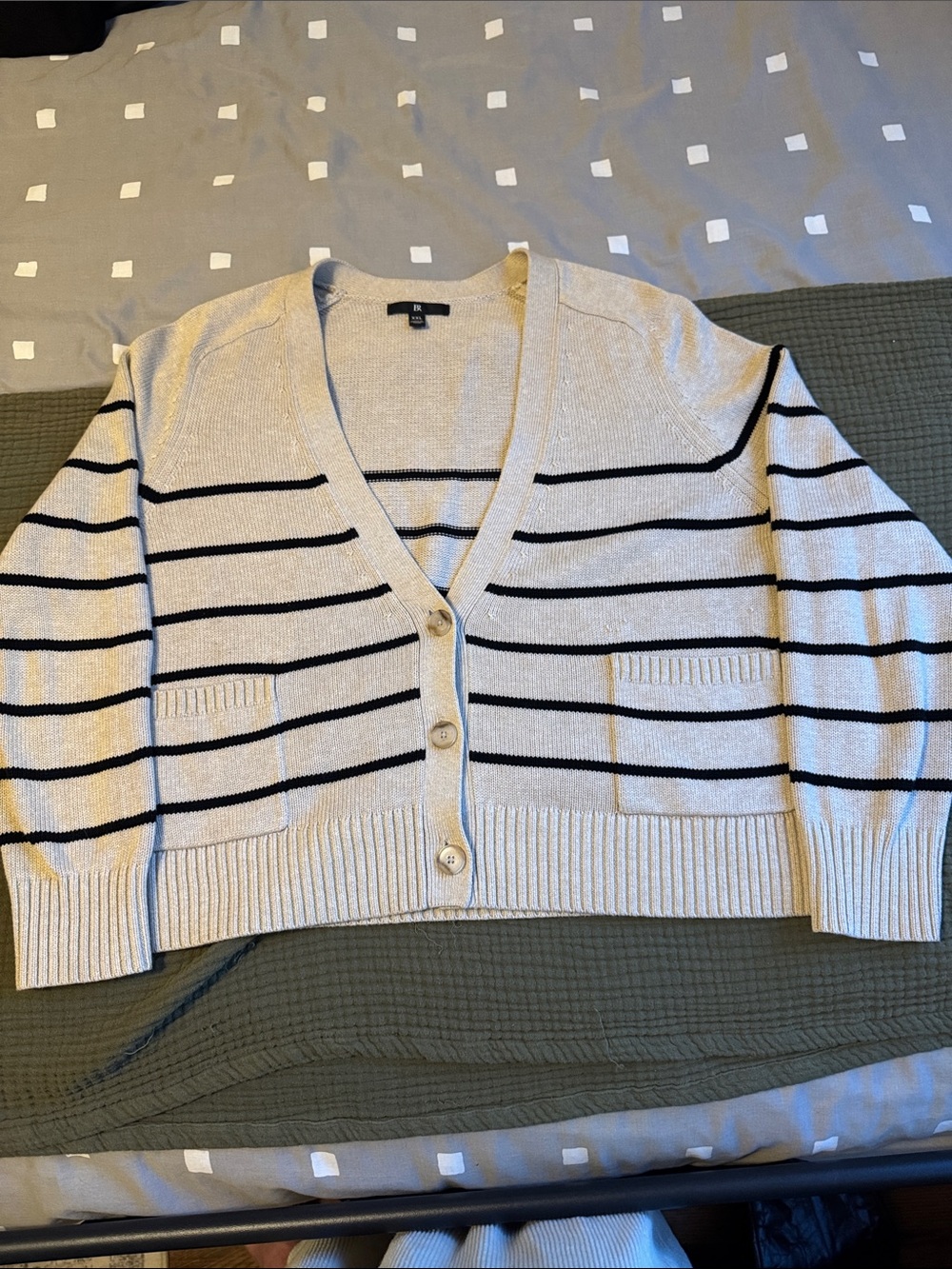 Banana Republic Cream Cardigan with Black Stripes